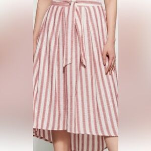 Max Studio Red and White Striped Midi Skirt in Sz L